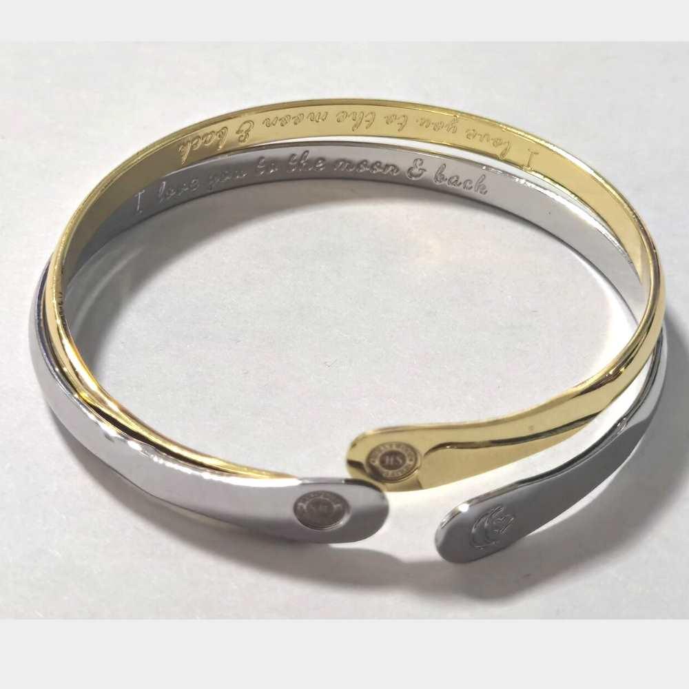 Engraved I love you to the moon and back Bracelet,  Moon and Heart Bracelets