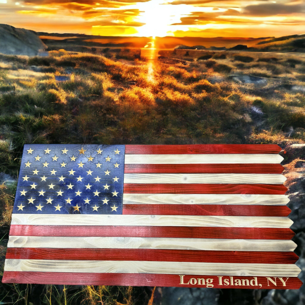 Wooden American Picket Fence Flag with Customization and Ground Stakes