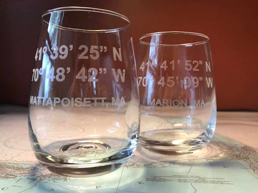 Custom GPS Coordinates Engraved Glasses