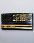 Custom Thin Blue Line Flag with Engraved Badges and Personalized Details