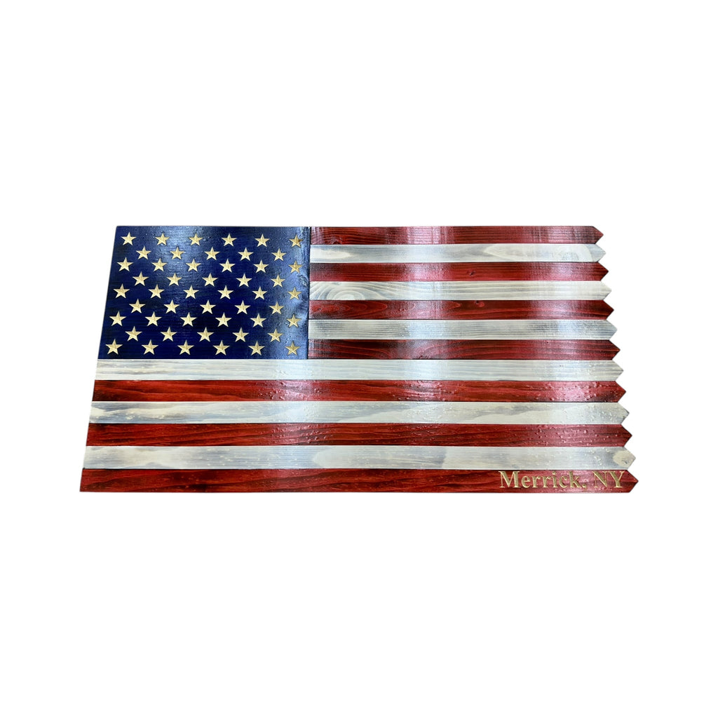 Wooden American Picket Fence Flag with Customization and Ground Stakes