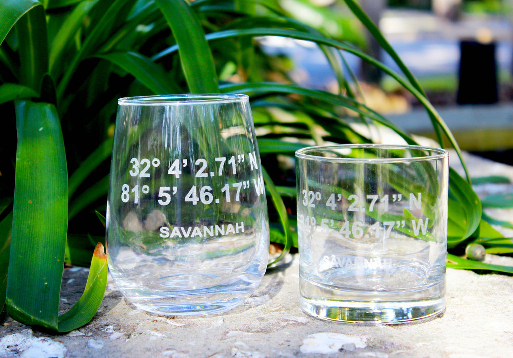 Custom GPS Coordinates Engraved Glasses